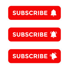 Subscribe button icon with bell. Channel subscription elements