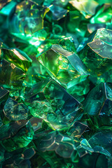 Glistening Green Crystals in Sunlight A Close Up of Luminous Transparent Shards
