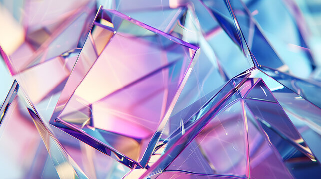 Chaotic Glass Shapes Background. Generative AI.