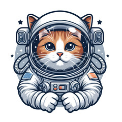 Astronaut cat vector in white background 