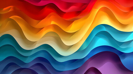Colorful abstract wavy papercut layers background gradient shape design vector. Generative AI.
