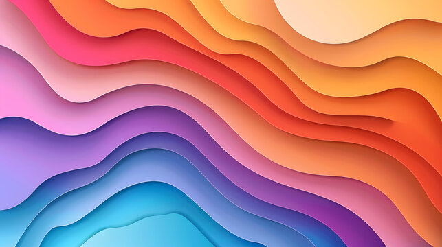 Colorful abstract wavy papercut layers background gradient shape design vector. Generative AI.