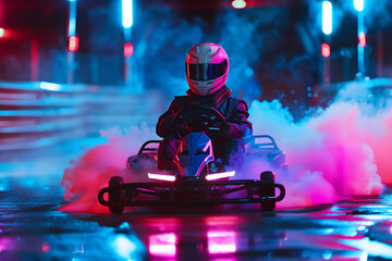 karting race in neon light