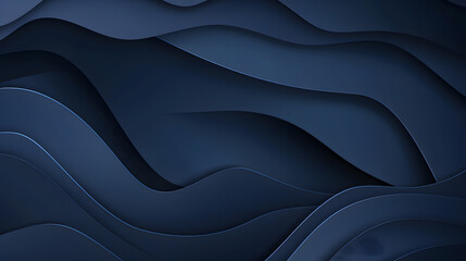 Dark blue paper waves abstract banner design. Elegant wavy vector background. Generative AI.