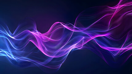 Dark blue purple abstract glowing color wave Background. Generative AI.