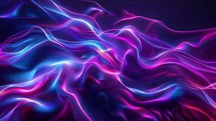 Obraz premium Dark blue purple abstract glowing color wave Background. Generative AI.