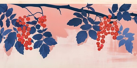 background picture with berries, a simple image of berry bushes, raspberries, strawberries and cherries