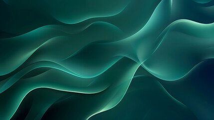 Obraz premium Dark green blue smooth gradient glowing color wave Background. Generative AI.