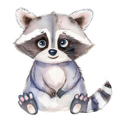 watercolor cute cartoon baby raccoon png © Mashaki
