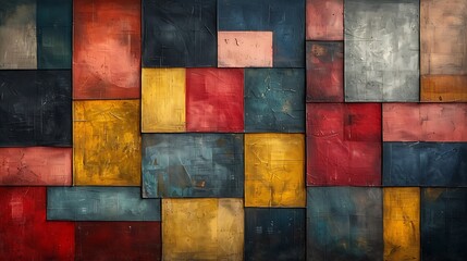 Dive into a world of minimalist art with a color block patchwork featuring large, solid-colored blocks fitted together like pieces of a puzzle.
