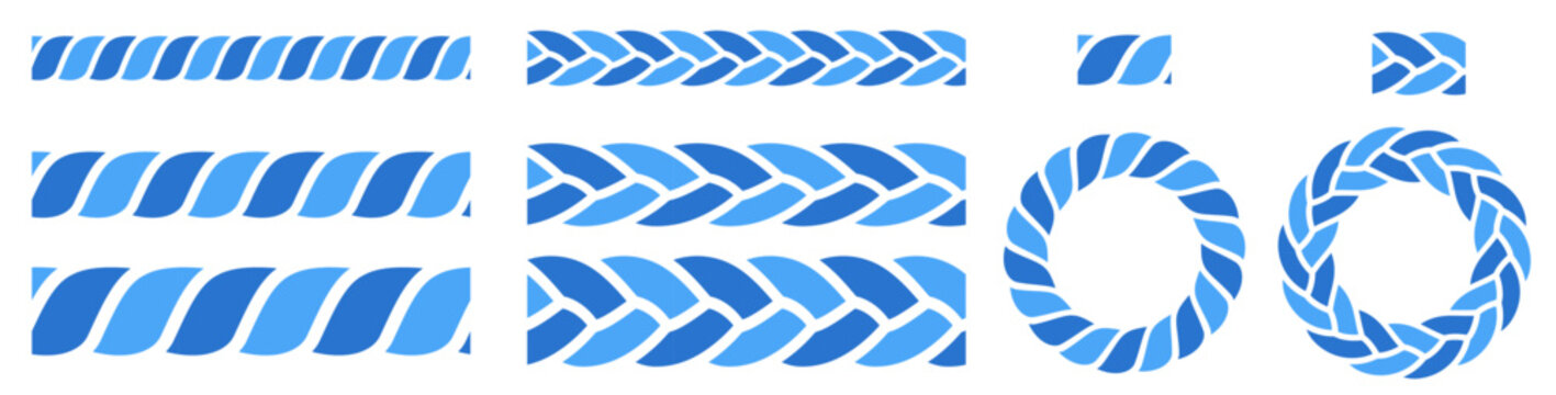 cute blue rope line seamless brush pattern