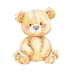 Watercolor Cute Teddy Bear PNG.