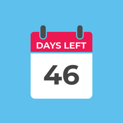 46 days to go countdown template. 46 day Countdown left days banner design. 46  Days left countdown timer
