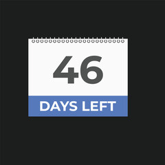 46 days to go countdown template. 46 day Countdown left days banner design. 46  Days left countdown timer
