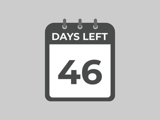 46 days to go countdown template. 46 day Countdown left days banner design. 46  Days left countdown timer
