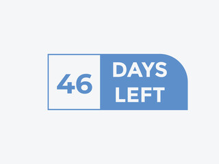 46 days to go countdown template. 46 day Countdown left days banner design. 46  Days left countdown timer
