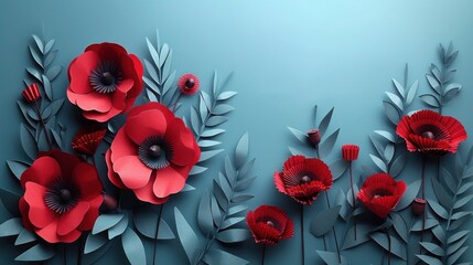 Red Poppy Banner for Remembrance and Anzac Day: Symbol of Honor and Sacrifice