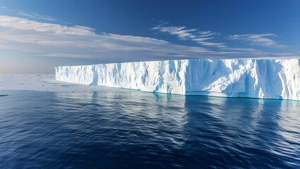 Melting of Tabular Icebergs Linked to Climate Change and Global Warming. Concept Climate Change, Icebergs, Global Warming, Melting Process, Environmental Impact