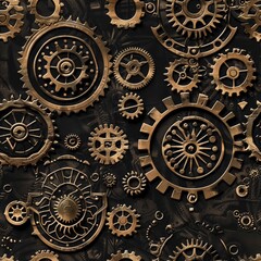 Steampunk Machinery seamless pattern background