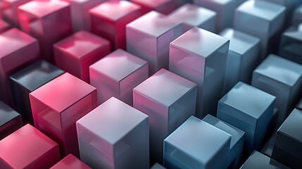 Obraz premium Experience the illusion of depth with a sophisticated cubist puzzle, where each cube shape is rendered to look as though it's popping out from the surface.