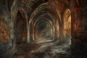 an ancient corridor with columns