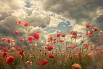 field of poppies and sky