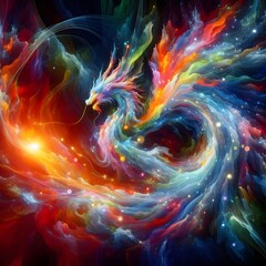 Fusion flare dragon Abstract Colorful Shape of vibrant hues and dynamic Background