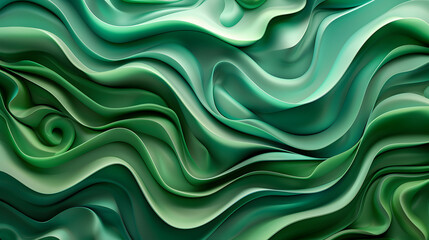 Obraz premium Green Waves Background. Generative AI.