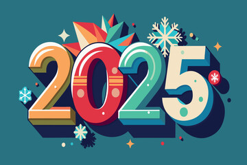 A colorful and stylized font with the number 2025 in the middle