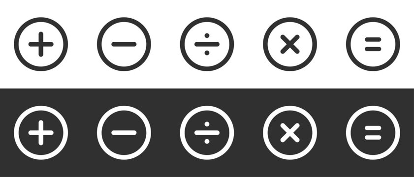 Addition subtraction division multiplication equality sign vector illustration design