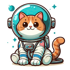 Astronaut cat vector in white background 