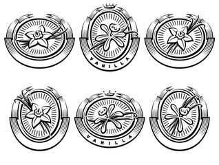 Vanilla labels and elements set. Collection icon vanilla. Vector