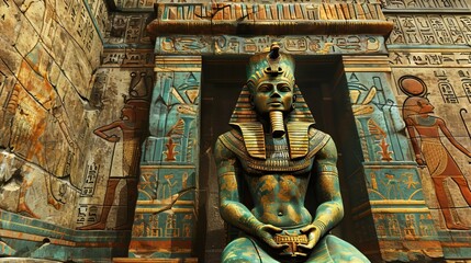 Obraz premium Egyptian Pharaoh Statue in Temple