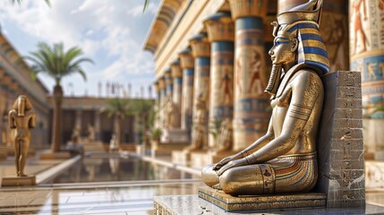 Fototapeta premium Egyptian Pharaoh Statue in Temple