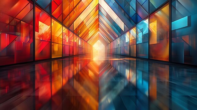 Explore the fascinating world of kaleidoscopic mirrors with a design featuring an array of geometric shapes that multiply and reflect to create endless symmetrical patterns.