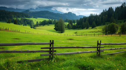 landscape with fence and grass