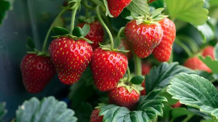 Lush Strawberry Harvest in Hydroponic Greenhouse Cultivating Healthy Vibrant Produce Indoors for Nourishing Nutrition Generative ai