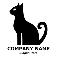 Cat silhouette logo. Black cat logo. Cat pictorial logotype for business, company, logo, stamp, mascot, label. Elegant minimalist cat logo