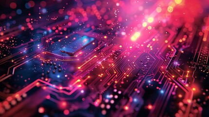 Obraz premium Immerse yourself in an artwork that blends art and technology, featuring patterns that resemble the intricate layouts of futuristic circuit boards.