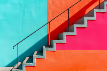 Vibrant stairs with contrasting colors and elegant geometry
