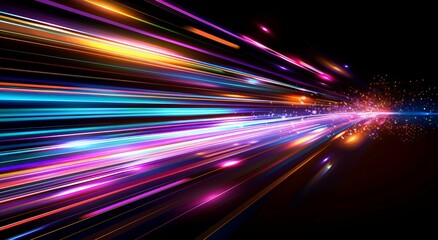 Abstract colorful speed background with lines in shape of track turn. Geometric and dynamic, trendy layout for racing club or sport