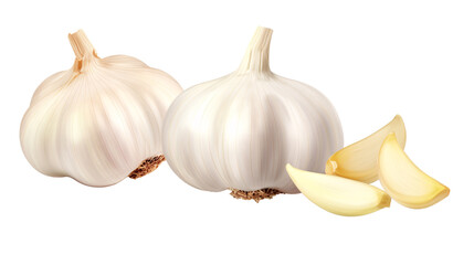 a group of garlic bulbs and cloves