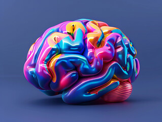 a colorful brain with a blue background