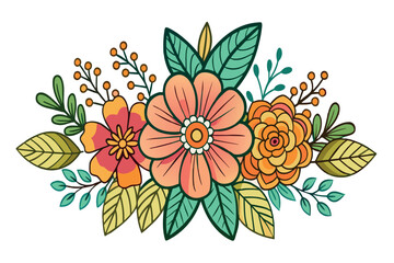 A colorful flower arrangement with a green stem