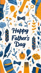 Father's day card. Colorful tie poster. Generative AI