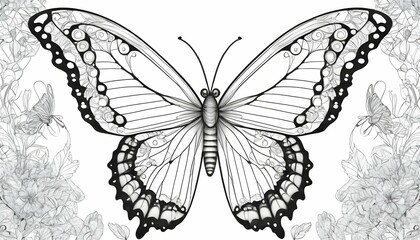 intricate black and white butterfly with delicate upscaled 4