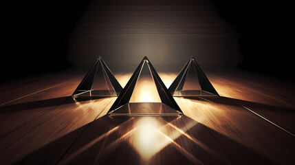 3D rendering of glass pyramid shape