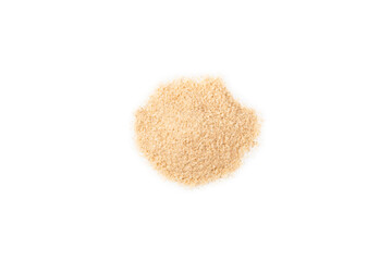 Cinnamon sugar isolated on white background. Homemade cinnamon sugar in a bowl on background. Brown sugar. Spice mixture for drinks and baking. Place for text. Copy space.