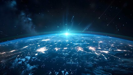 The World is Enveloped by a Web of Space Technology and Internet. Concept Space Technology, Internet, Global Connectivity, Information Exchange, Technological Advancements