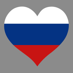 Russia flag in heart shape, vector illustration on isolated background